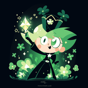 AI generated: Cute vector, fairy-inspired character from Nickelodeon, casting spells with glowing green shaded, Ji...