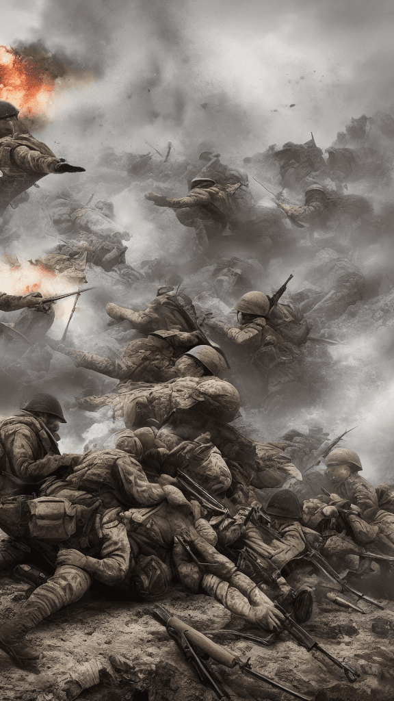 AI generated: draw world war 1 where soldiers are crashing combat is harsh. octane render, trending on artstation,...