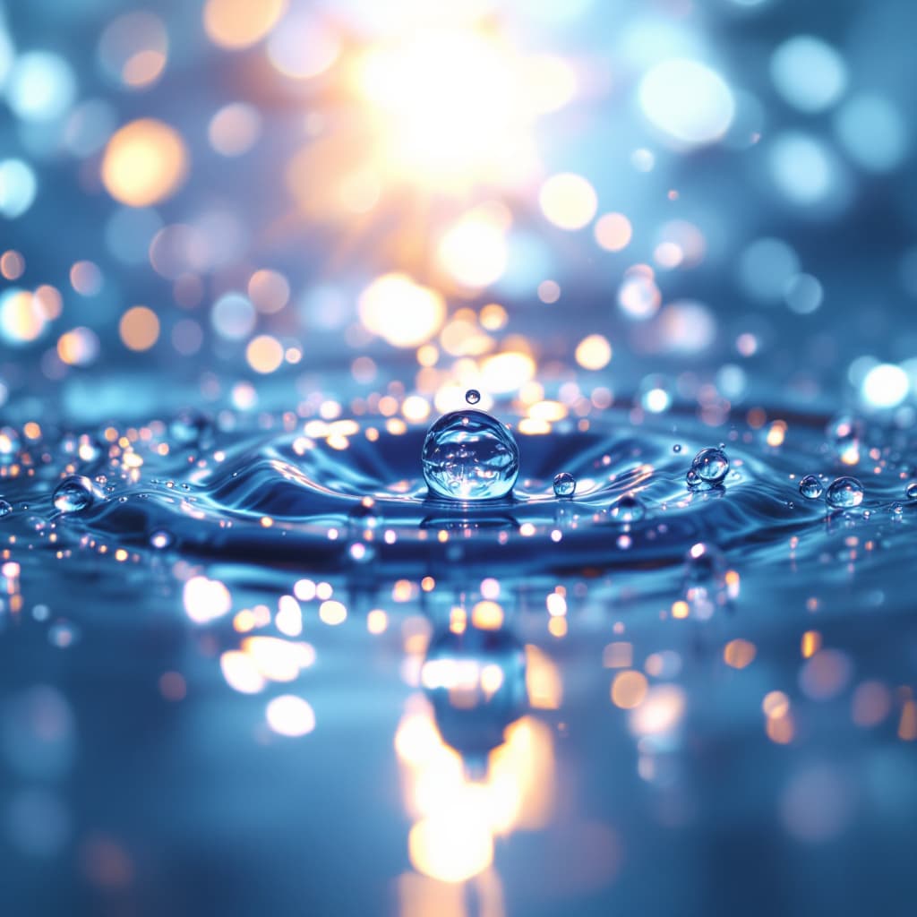 AI generated: hyper-realistic water droplets with emphasized light refraction