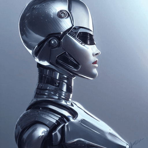 AI generated: portrait of robocop girl, intricate, futuristic, elegant, cyber lights, highly detailed, digital pho...