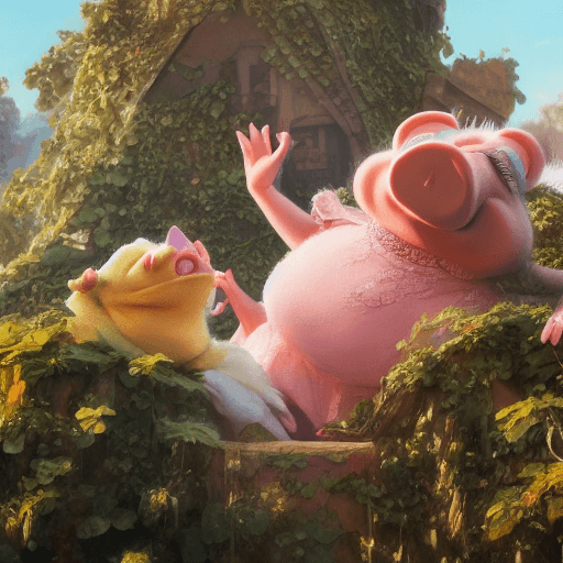 AI generated: cute miss piggy falling from plane, cute and cuddly, highly detailed, photorealistic, octane render,...