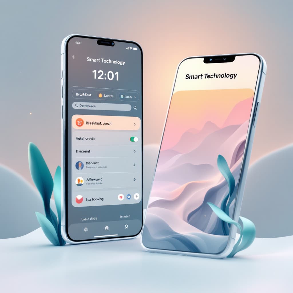 AI generated: Create an image for Smart Technology: Futuristic interfaces (e.g., a digital hotel guest app with an...