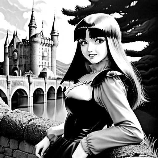 AI generated: foto de gran calidad de una chica gotica anime en estilo retro vintage anime, al estilo de berserk, ...