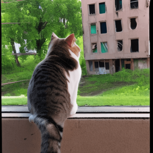 AI generated: cat watching over abandoned city