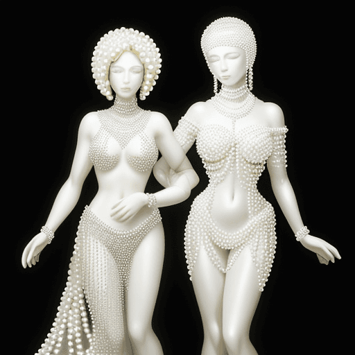 AI generated: A woman made of diamonds and a woman made of pearls