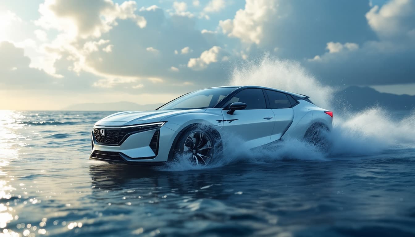 AI generated: Hyper realistic eye level exterior photo of a Honda ZR-V 2024  The Great Wave off Kanagawa