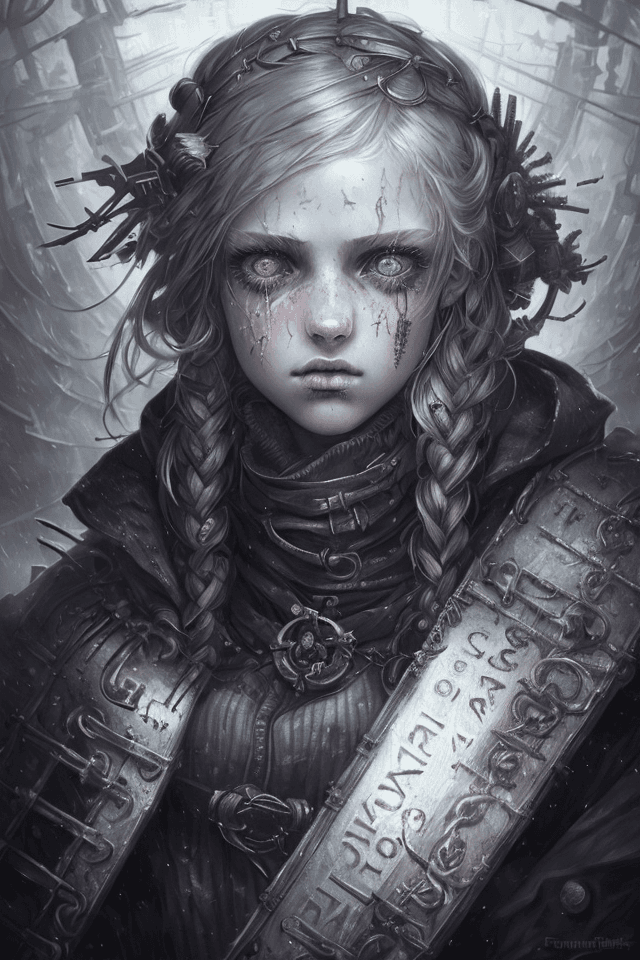 AI generated: portrait of a teenage girl, frostpunk style, (gloomy illumination, insane, stunning, dramatic, compl...