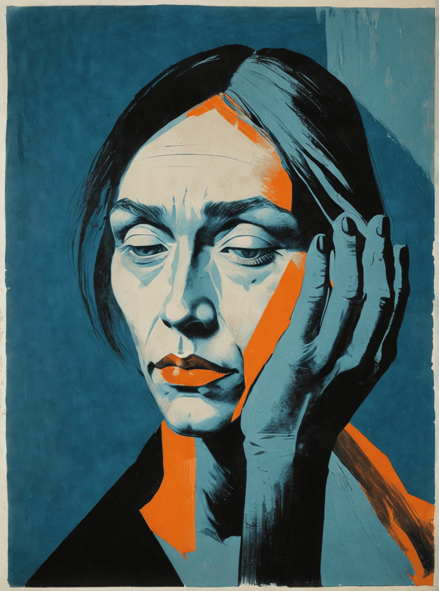 AI generated: a lithograph draw of a woman, (by Käthe Kollwitz:1.6),(by Hans Hartung:1.3)