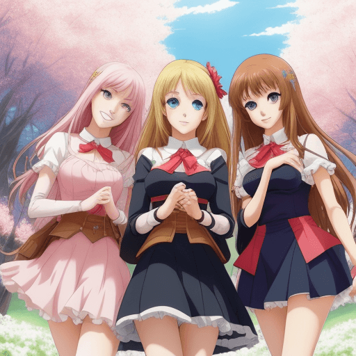 AI generated: Gather girls,Anime,cartoon beautiful background