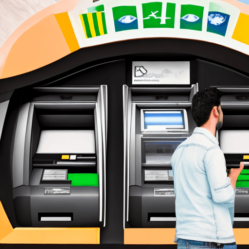 AI generated: brazilian guy withdraw in ATM with white card in russian with malboro in mouth ultra realistic detai...