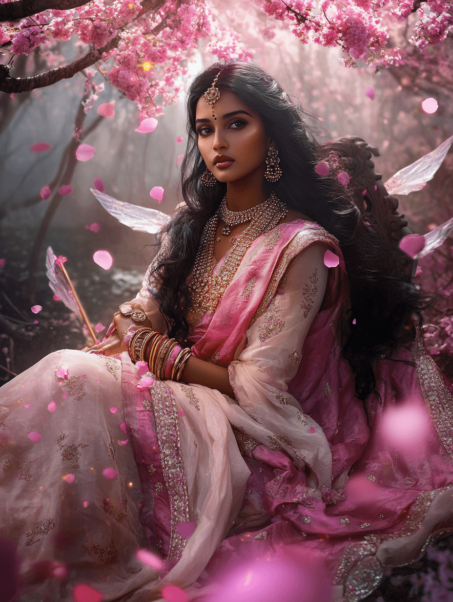 AI generated: An Indian model, breathtakingly beautiful, dressed in traditional South Indian attire with intricate...