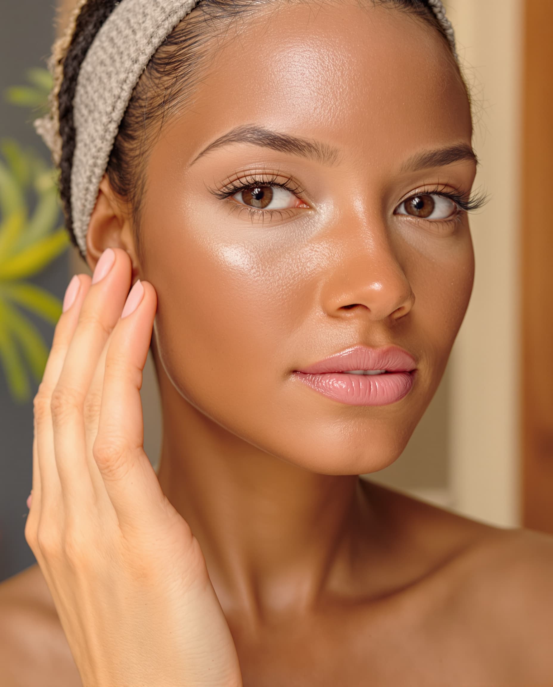 AI generated: Match the womans face skin tone to her body tanned skin 