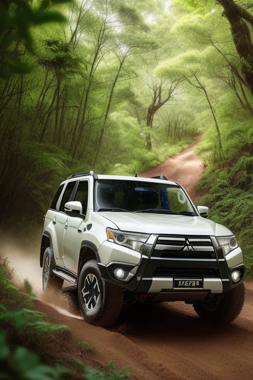 AI generated: high-resolution photography with a professional color grading of a mitsubishi montero off-road SUV r...