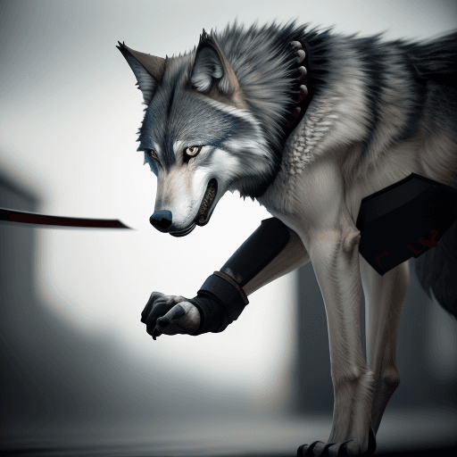 AI generated: wolf samurai Street photography, Low angle, Natural lighting --no mutations, bad anatomy, bad hands ...