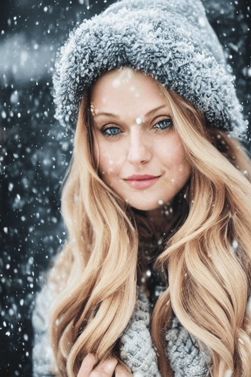 AI generated: professional portrait photograph of a gorgeous Norwegian girl in winter clothing with long wavy blon...