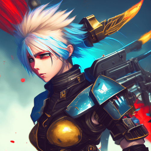 AI generated: photorealistic, detailed flying hair, urbanpunk, more colorful, girl fighting at war, screaming and ...