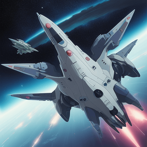 AI generated: perfect anime illustration, futuristic space with spaceships, art by studio ghibli, spaceship fly in...