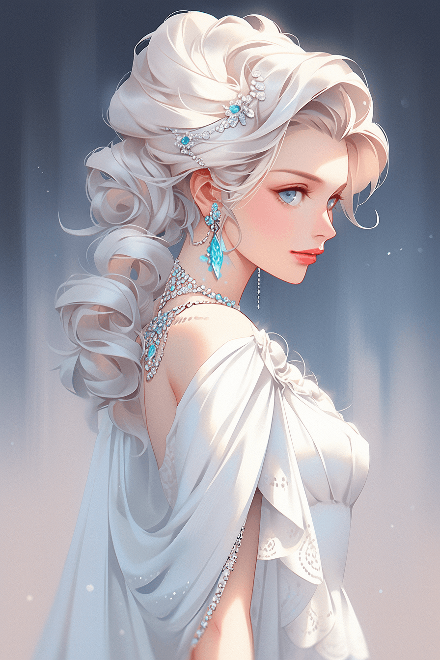AI generated: A graceful and elegant game character, 2010s Decor style, with subtle makeup, Arcade 1990s Point And...