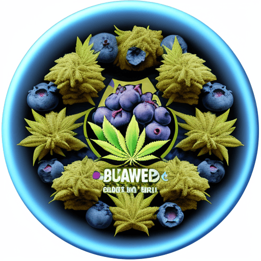 AI generated: cannabis, weed, blue dream weed strain, blueberry, berry, cartoon, anime