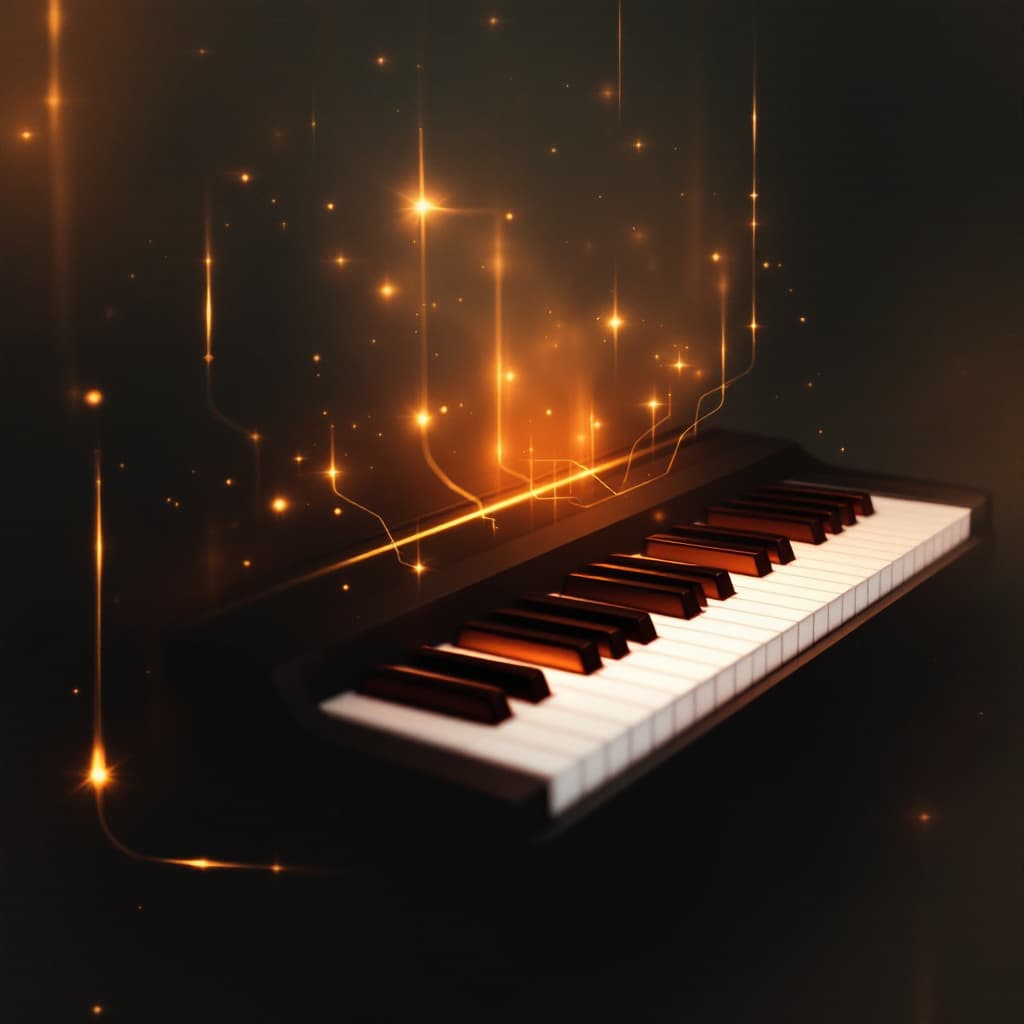 AI generated: create piano keyboard by amber