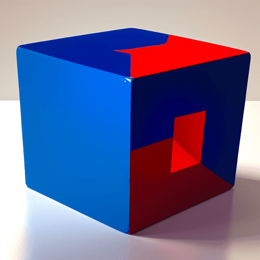 AI generated: Red cube on top of a blue cube