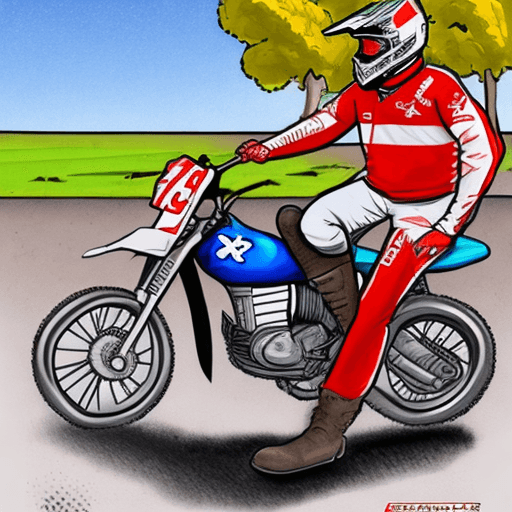AI generated: an illustration of Rafael Hernando riding a motocross motorcycle in Albacete with a communist jersey...