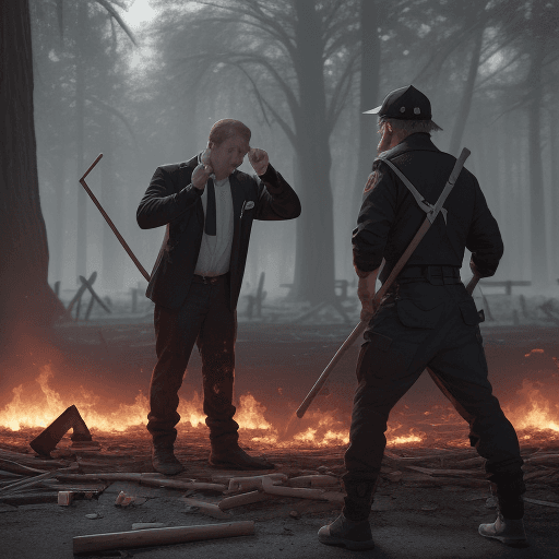 AI generated: create this scene "P6 (A-1) armed with a hammer and P7 (A-2) armed with a stick.
S6$ P7 made an obs...