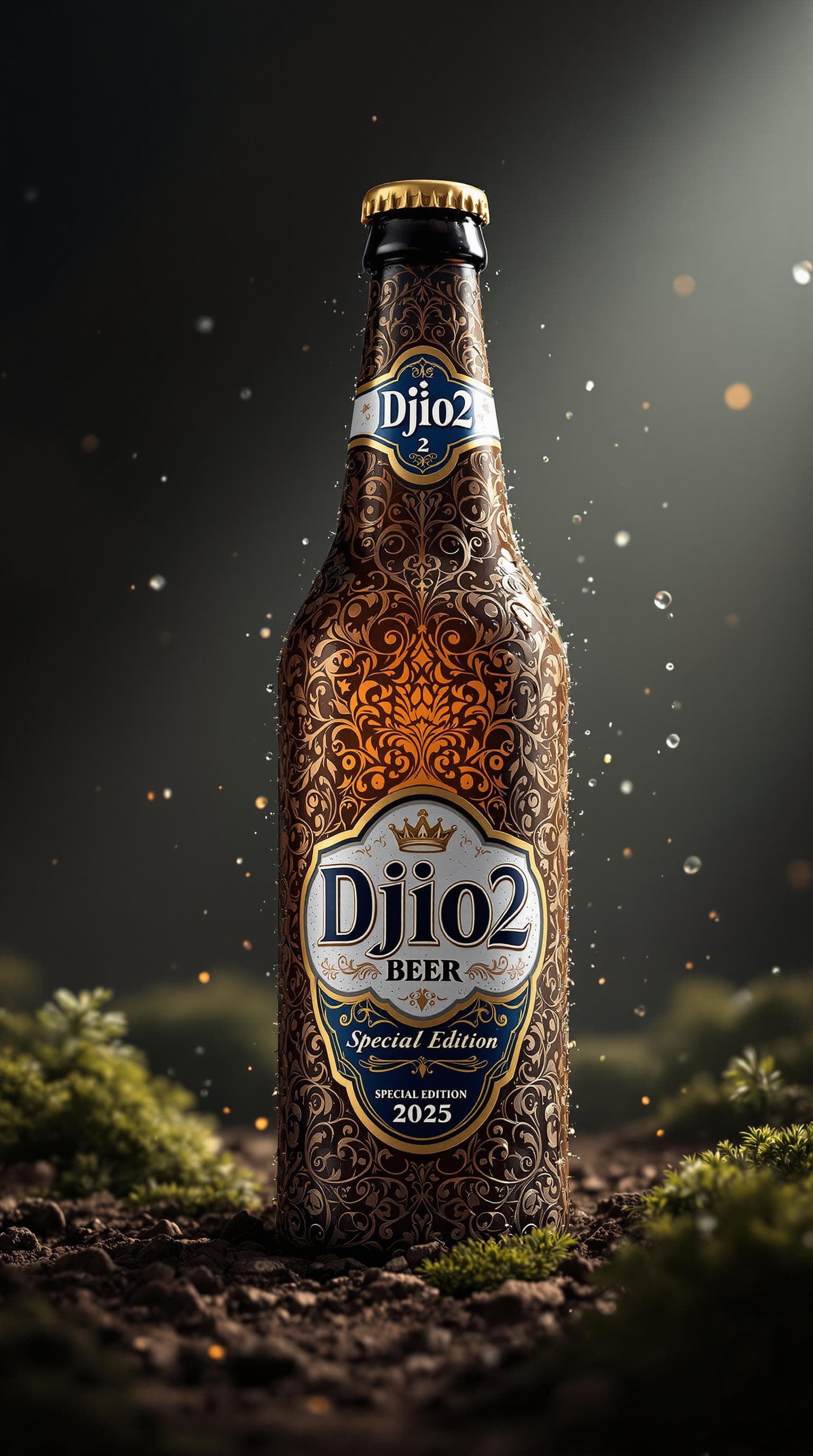 AI generated: Create a highly detailed, ultra-realistic advertising poster for a limited-edition 0.5-liter brown b...