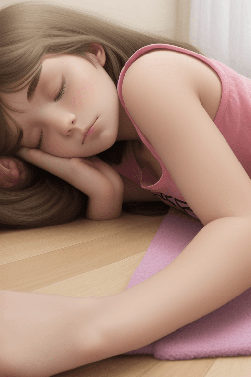 AI generated: a  girl sleeping on the floor

