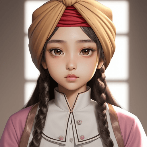AI generated: 美少女,
13歳,
brown body,
Platinum heir,
Turban.