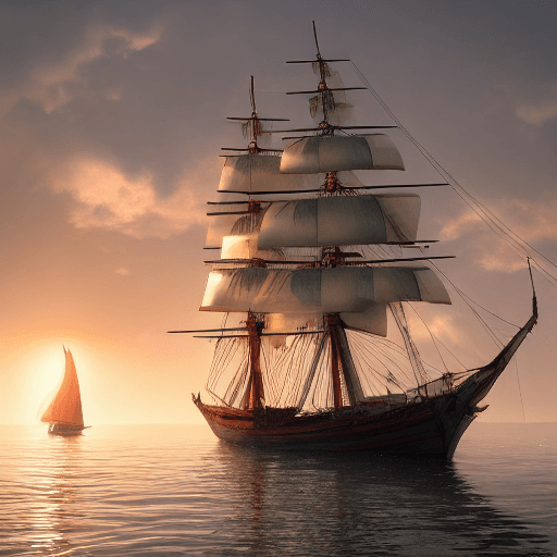 AI generated: Photo of a ultra realistic sailing ship, dramatic light, pale sunrise, cinematic lighting, battered,...