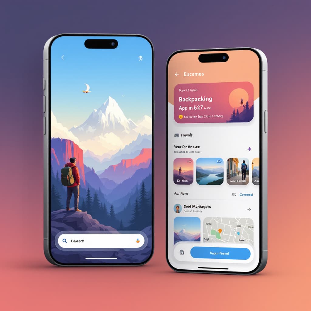 AI generated: travel app design for backpackers, UI --ar 2:3 --q 2 --v 5