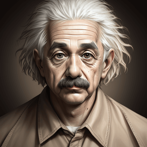 AI generated: pensive face made entirely of wet cardboard scraps,albert Einstein face,face slowly fades,detailed l...
