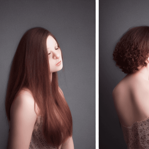 AI generated: Portrait of a beautiful lady, with natural color hair, view from back, film grain, high quality, stu...