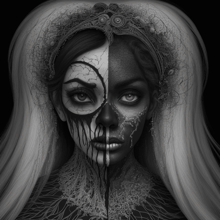AI generated: Surreal vision of the contrast between ugliness and beauty, ultra-detailed masterpiece