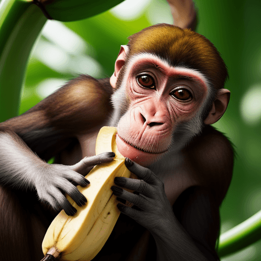 AI generated: Photo of a monkey eating banana