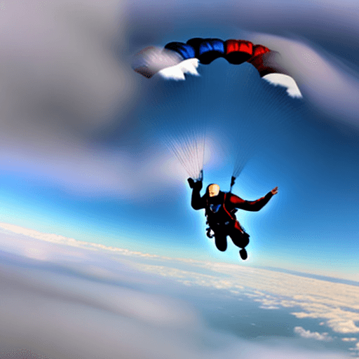 AI generated: Skydiver falling through the clouds