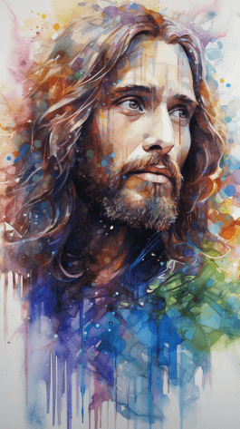 AI generated: Jesus Christ in watercolor style, very colorful, insanely detailed and intricate, hypermaximalist, e...