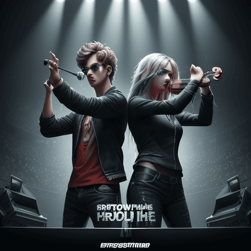 AI generated: In an awepiring 3D rendition a music label's professional depicts a thrilling showdown between who s...