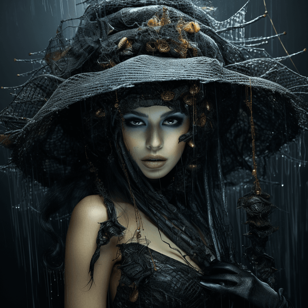 AI generated: Girl in a strange outfit, glamorous surreal, creative, absurd