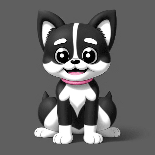 AI generated: Cute cartoon Dog, smiling, big eyes, full body anime,{{{{{{black and white style}}}}}},no color