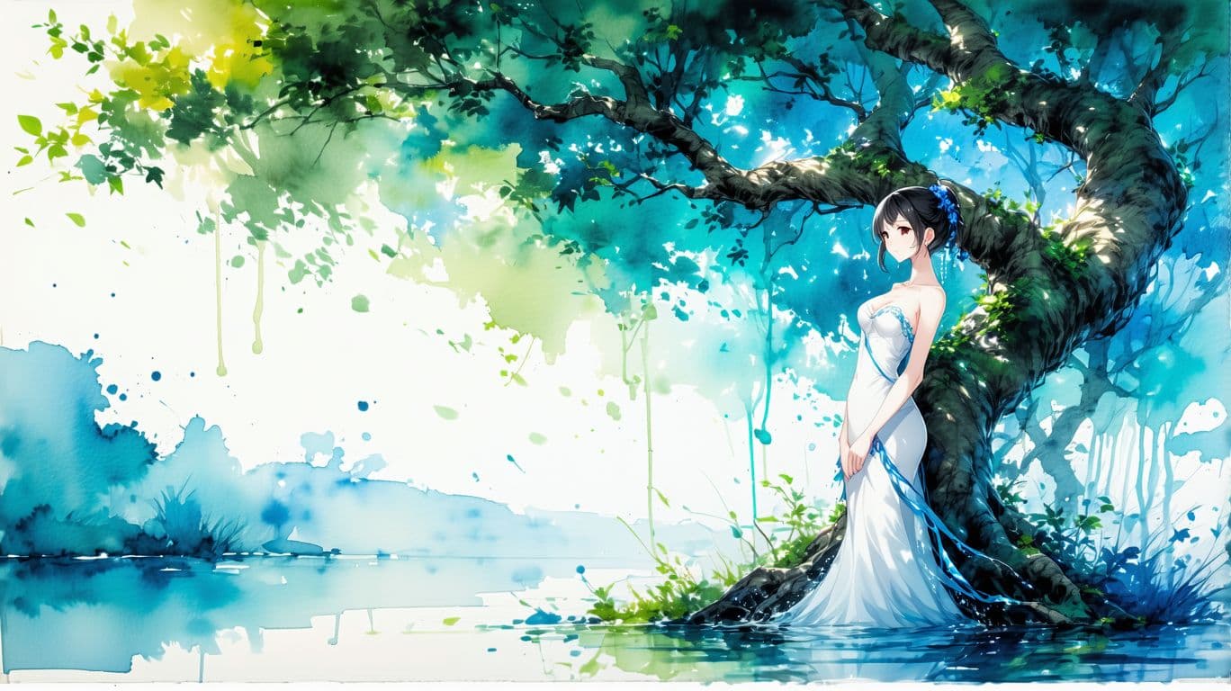 AI generated:  water colur illustration ,((anime) ), 34 year young anime asian girl, very sultry look, so hot girl...