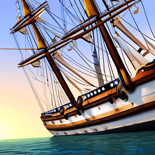 AI generated: Photo of a ultra realistic sailing ship, dramatic light, pale sunrise, cinematic lighting, battered,...