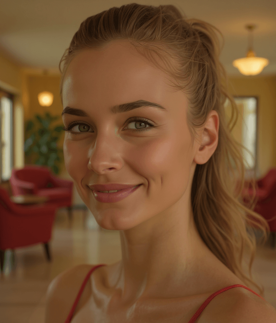 AI generated: Photorealistic, vibrant image with 1960s Hotel Lobby in the background.