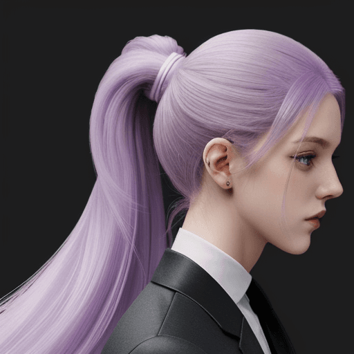 AI generated: man with long lilac hair with a ponytail