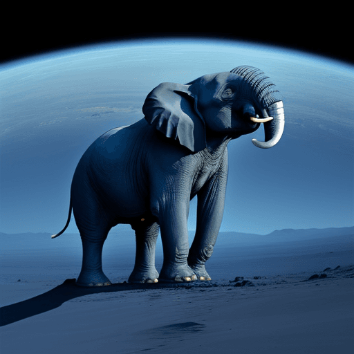 AI generated: Bild vom blauen Elefanten auf dem Mars