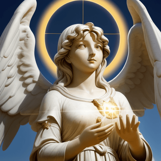 AI generated: crea un immagine con degli angeli che scendono sulla terra e consegnano la luce