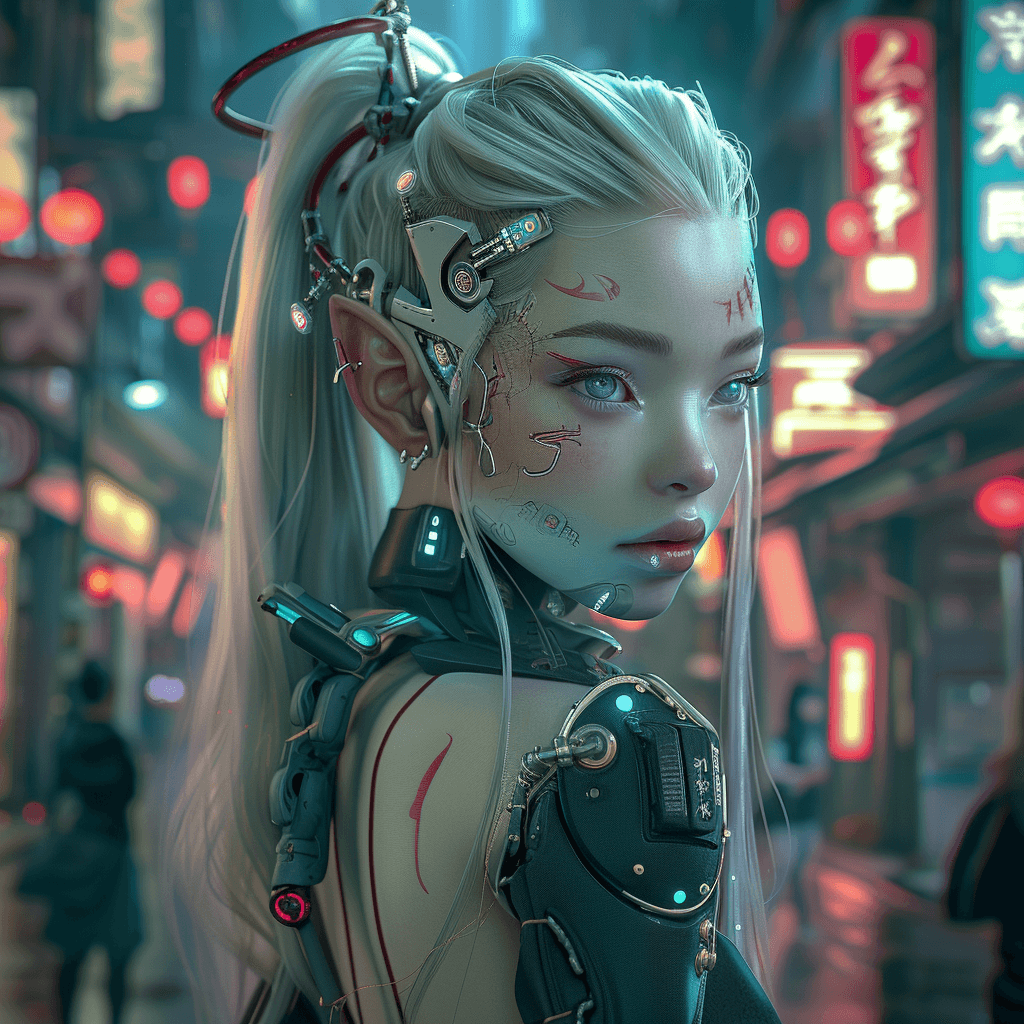 AI generated: Futuristic Yakuza goddess