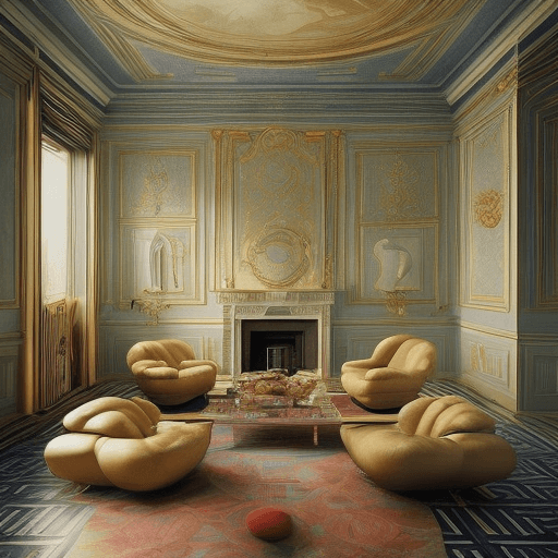 AI generated: a room pictures of beautiful backgrounds a minimalist living room in the Rococo era
,in hyperrealist...