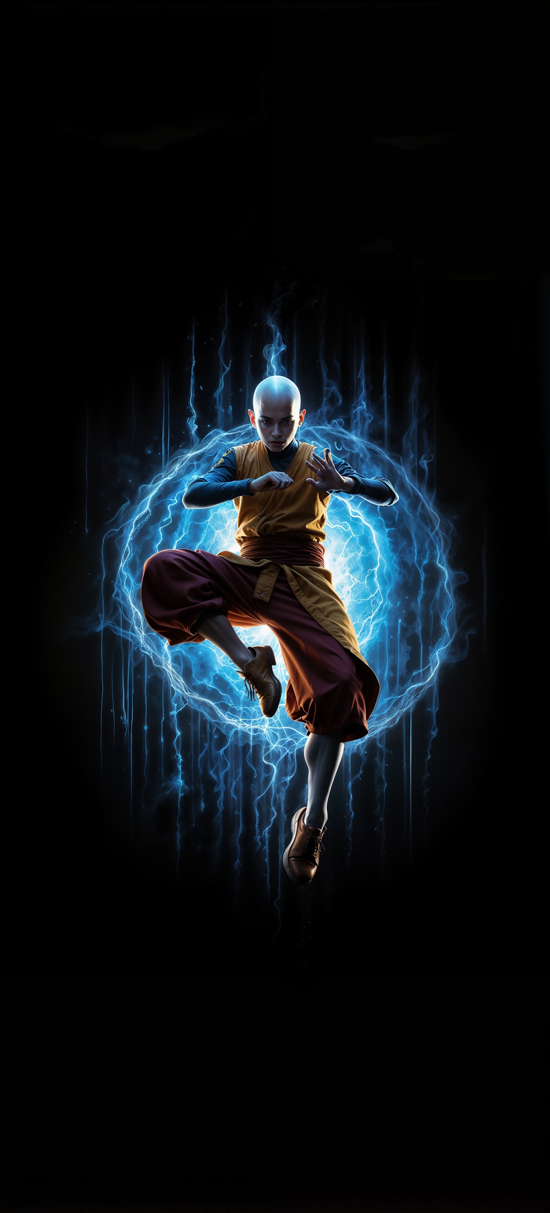 AI generated: avatar aang, the last airbender, in the style of furaffinity, orange robes, red, #vfxfriday, massurr...
